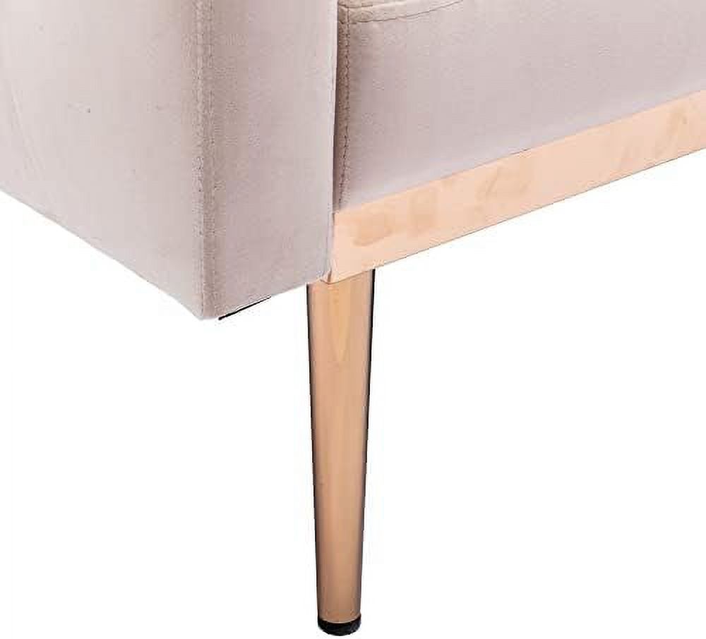 White Convertible Velvet Sofa Bed with 2 Pillows H54209
