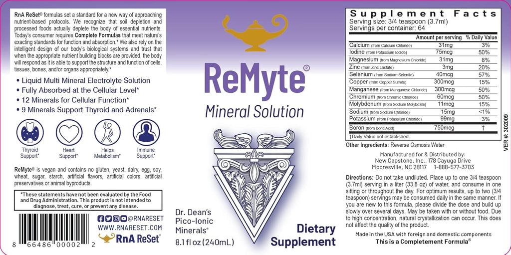 ReMag High Absorption Magnesium Liquid and ReMyte Mineral Solution, 240 ml Each, Pack of 2 L941