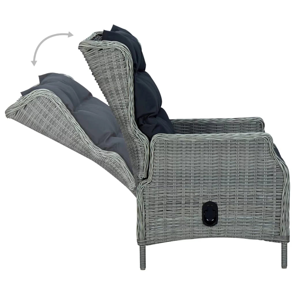 Reclining Poly Rattan Patio Chair with Footstool Y290