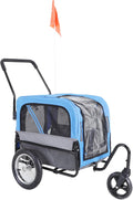 Blue 2-in-1 Dog Bike Trailer Pet Stroller Cart R867