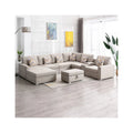 Linen Fabric 8Pc Reversible Chaise Sectional Sofa C11353