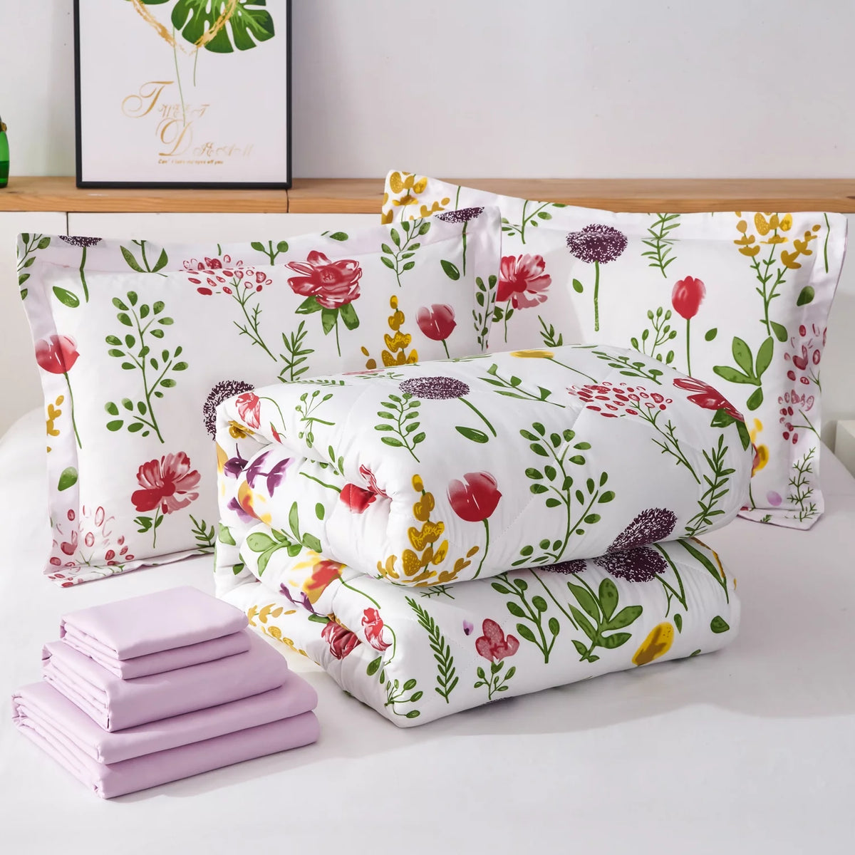 7 Pcs Floral Comforter Set Queen/Full Size S582