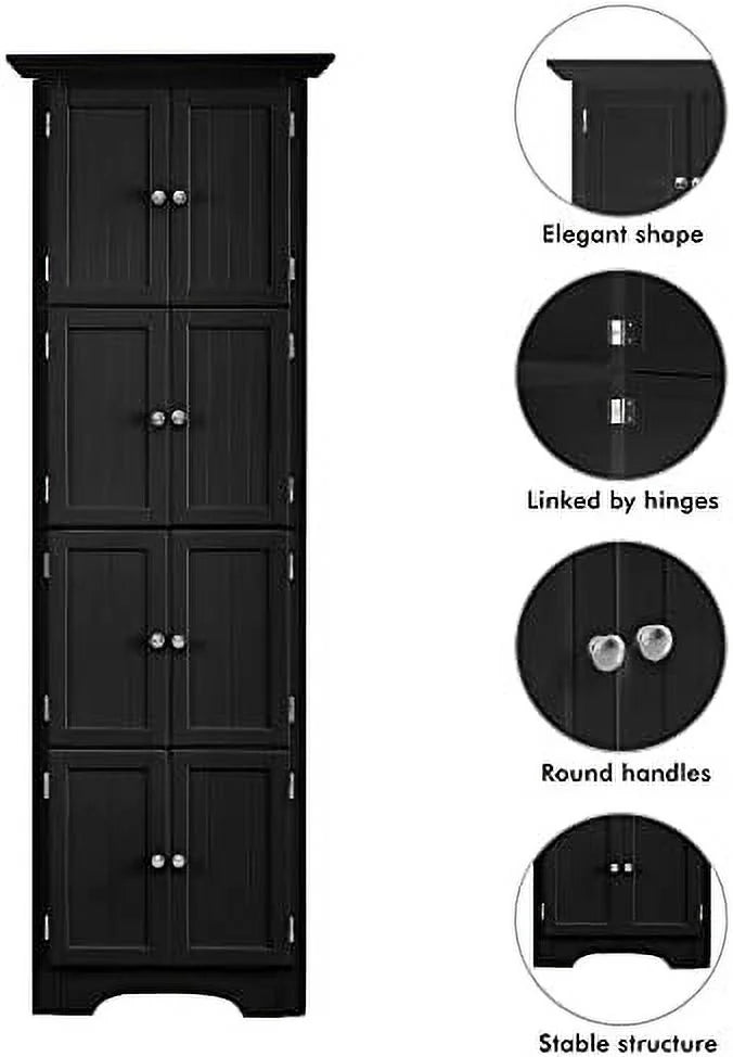Corner Cabinet 72" Tall with 8 Doors Black G368