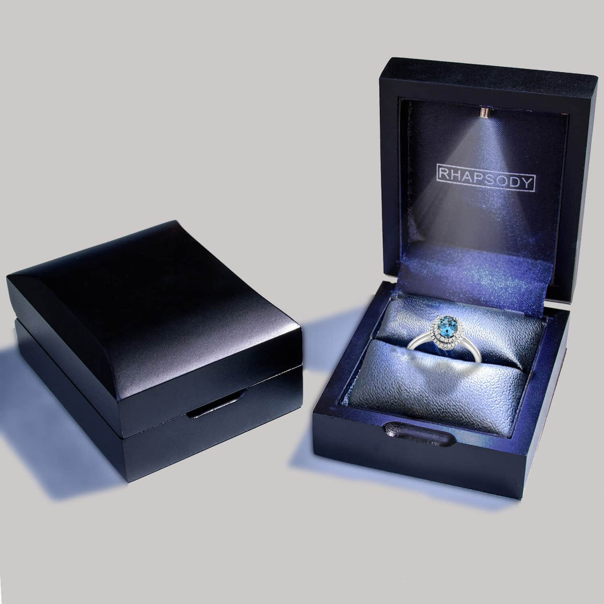 Blue Aquamarine White Diamond Oval 950 Platinum Halo Ring Size 10 Ct 0.86 E-F Color VS Clarity A88295