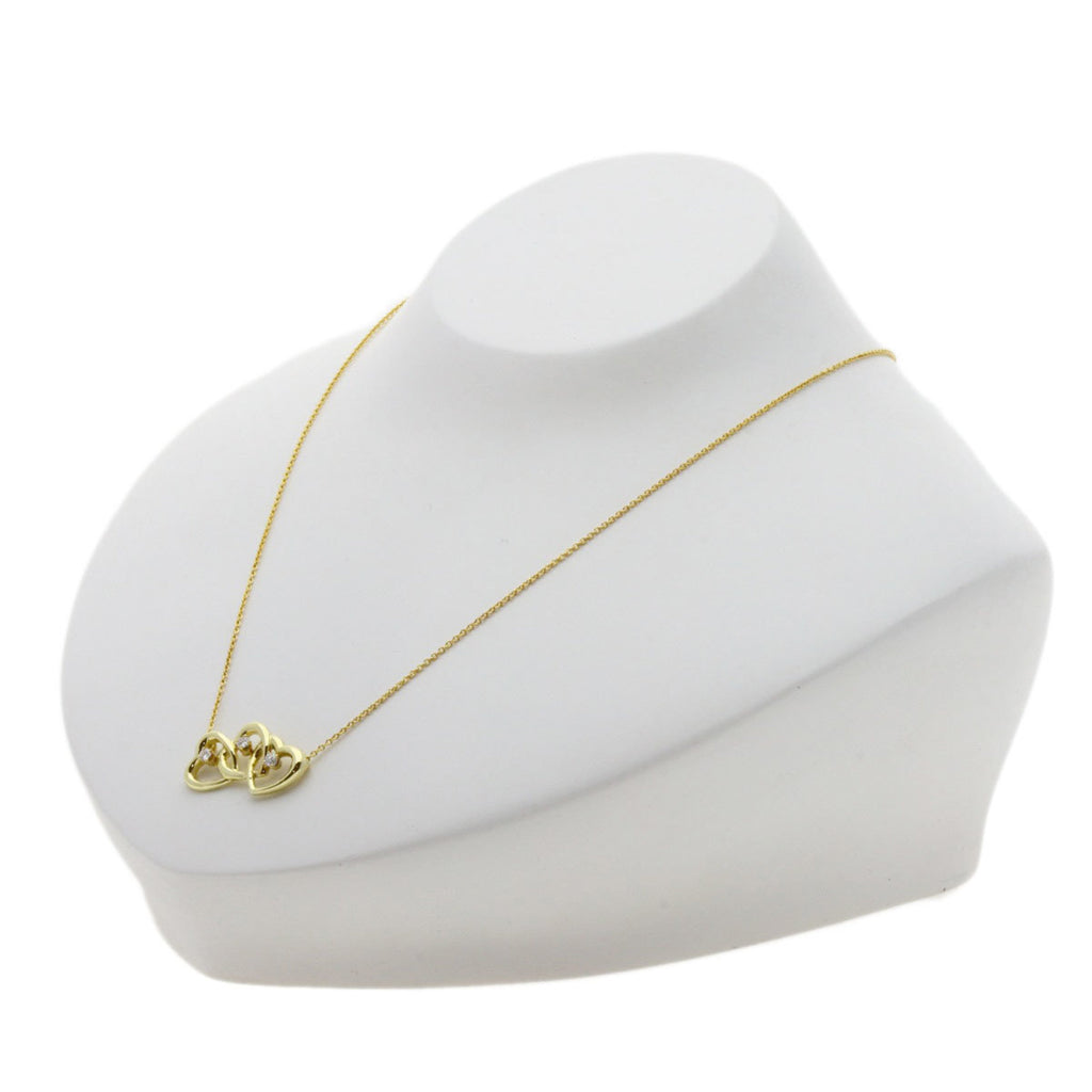 Tiffany Triple Heart Diamond Necklace K18 Yellow Gold B3888