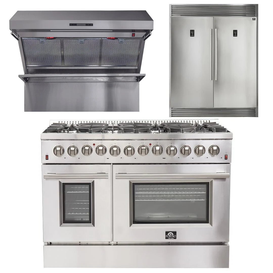48 Inch Dual Fuel Range, Wall Mount Range Hood, 60 Inch Refrigerator W1165