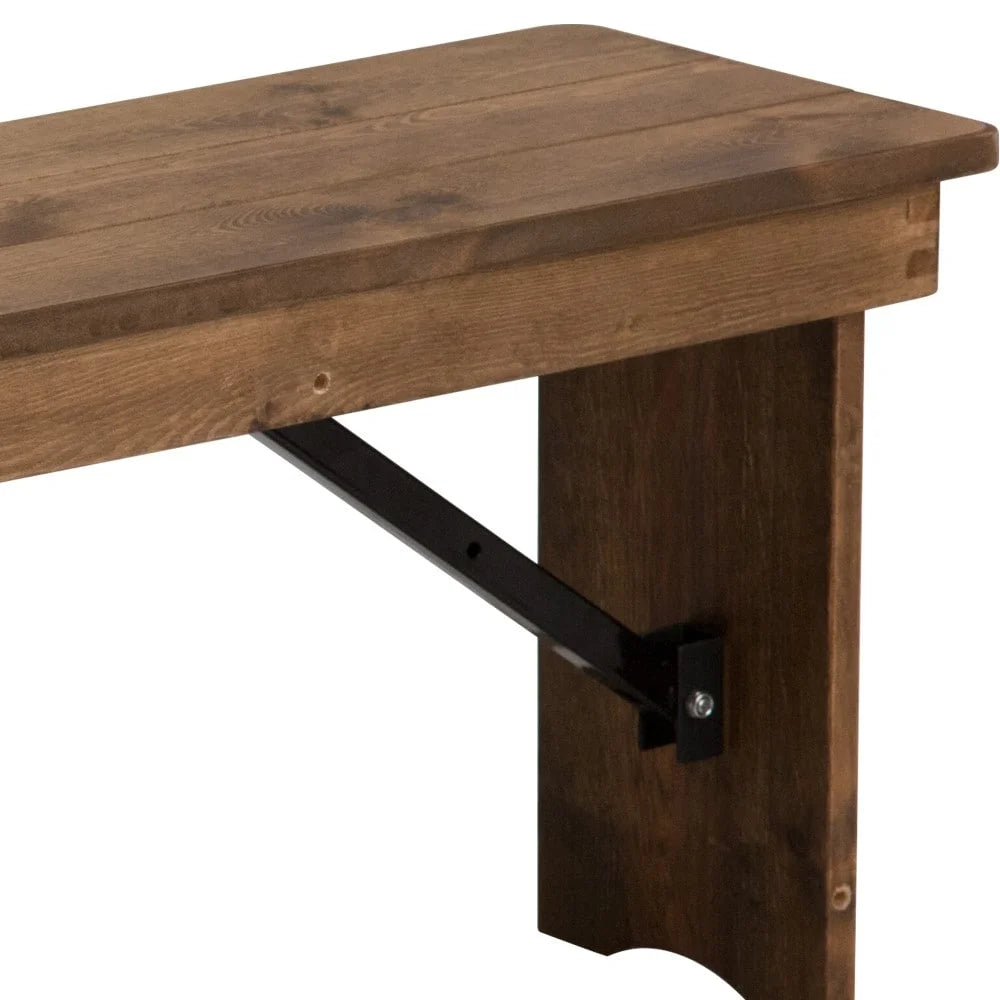 40" x 12" Antique Rustic Solid Pine Folding Bench O82390