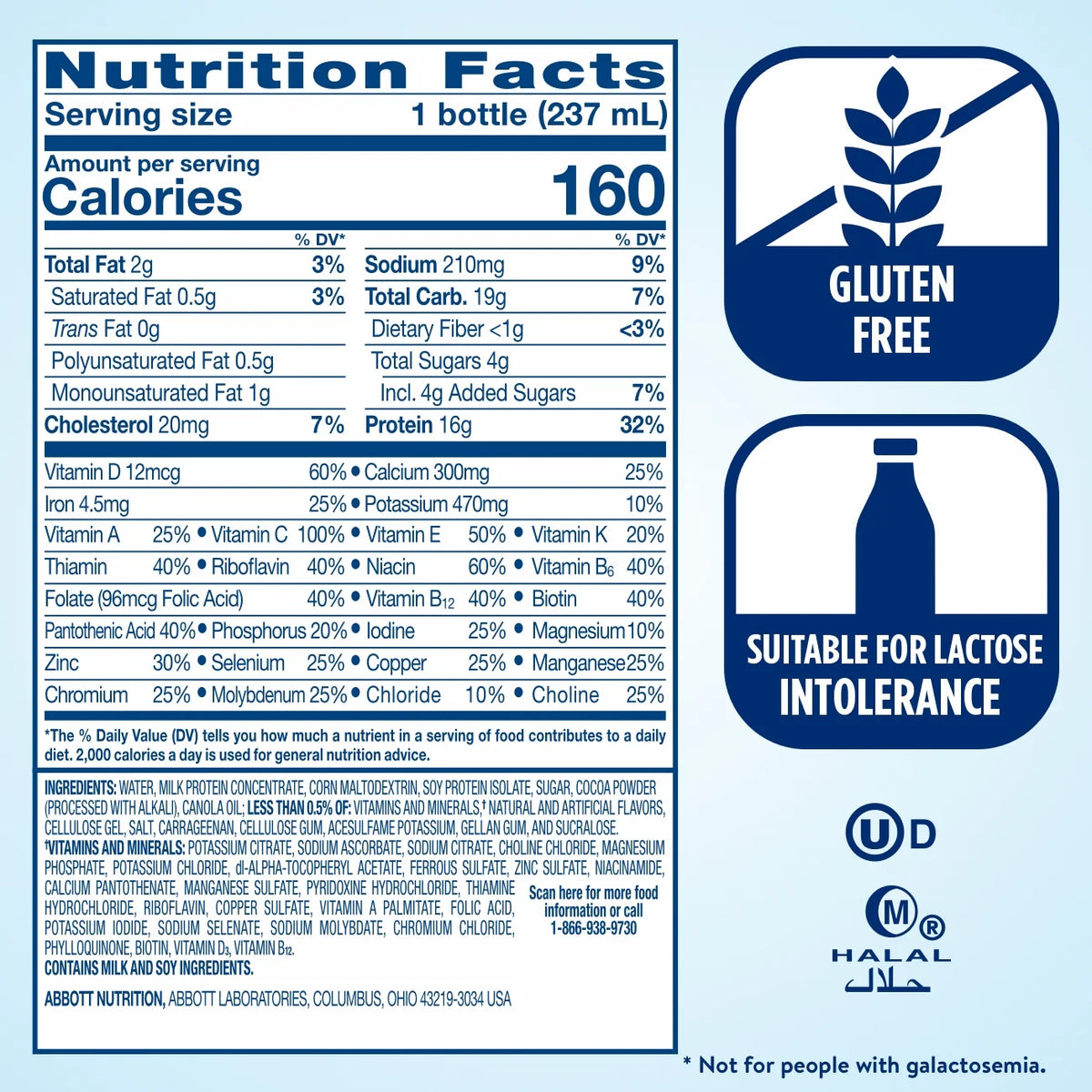 High Protein Nutrition Shake, Milk Chocolate, 8 fl oz, 24 Count Y703275