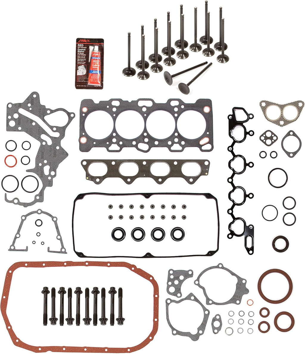 Full Gasket Set Head Bolts Intake Exhaust Valves for 2.4L SOHC 16V 4G64 W396327