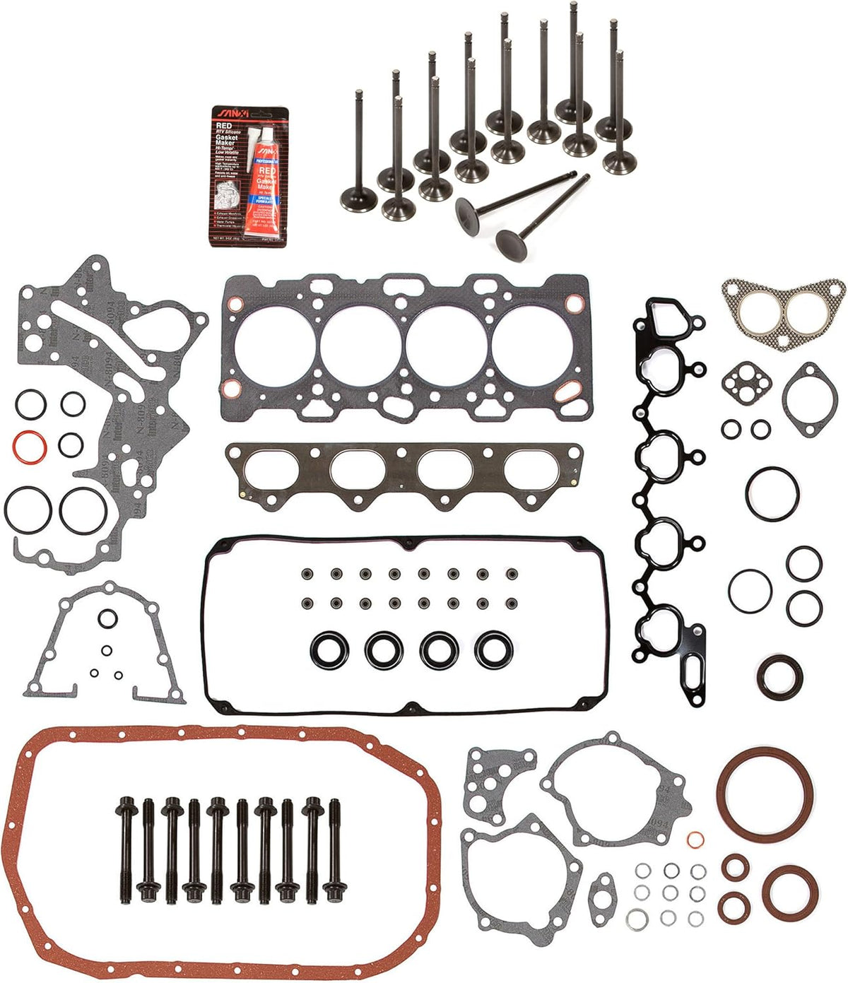 Full Gasket Set Head Bolts Intake Exhaust Valves for 2.4L SOHC 16V 4G64 W396327
