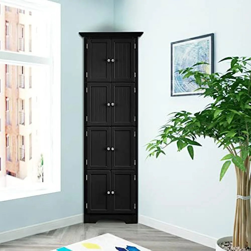 Corner Cabinet 72" Tall with 8 Doors Black G368